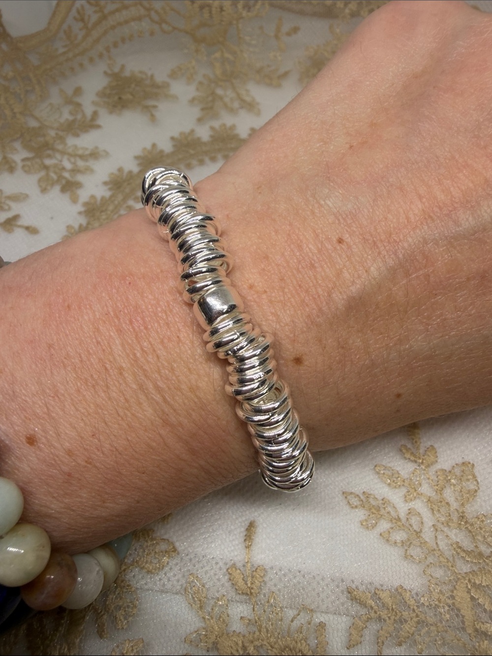 925 Sterling Silver Handmade Jump Ring Stretch Bracelet clean girl stackable
